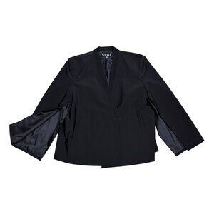 GSTQ Luxury Designer Slit Sleeves Formal Black Jacket Blazer Womens 2XL